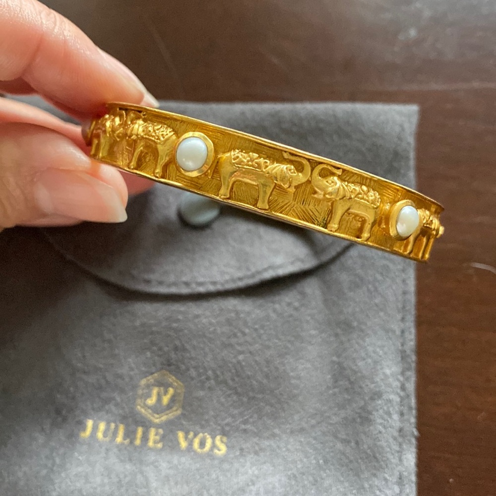 Julie Vos Elephant Pearl Bangle (Sold out Animalia Collection)